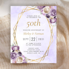 50回目記念の予算パープルアイボリーゴールドの花模様