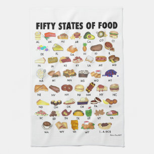 50州の食統一された州アメリカUSA Art キッチンタオル