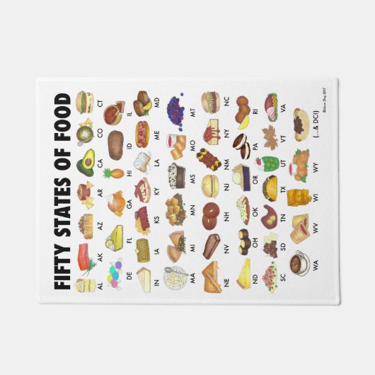 50州の食統一された州アメリカUSA Art ドアマット (正面)