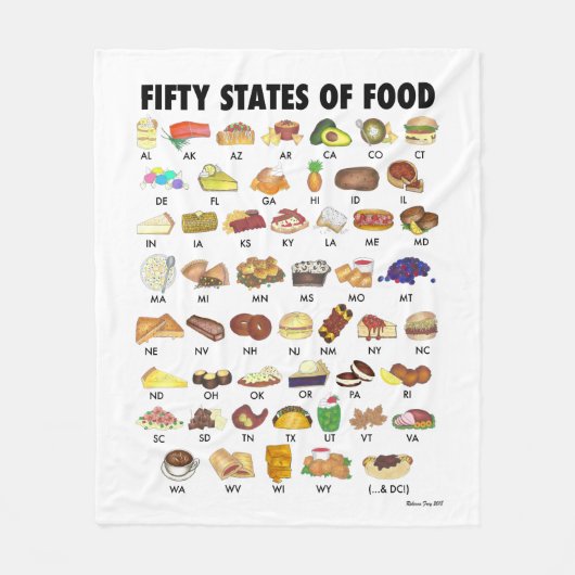 50州の食統一された州アメリカUSA Art フリースブランケット (正面)