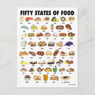 50州の食統一された州アメリカUSA Art ポストカード