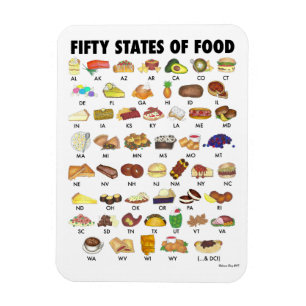 50州の食統一された州アメリカUSA Art マグネット