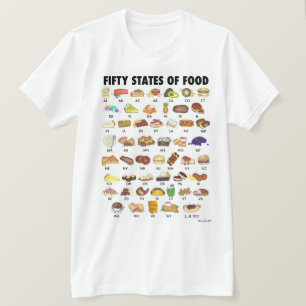50州の食統一された州アメリカUSA Art Tシャツ