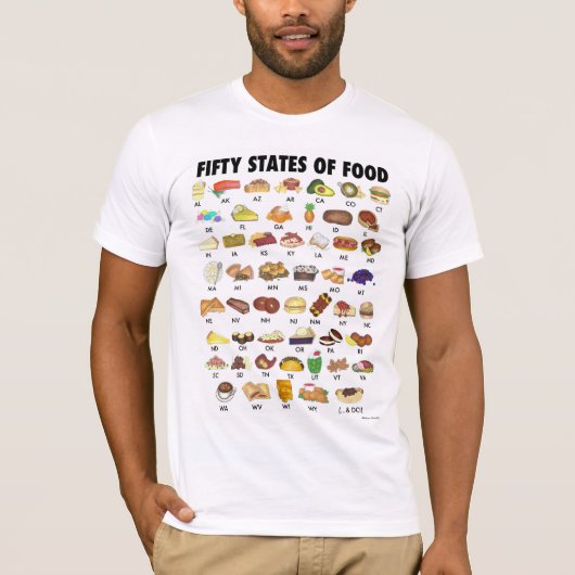 50州の食統一された州アメリカUSA Art Tシャツ (正面)