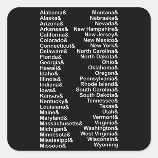 50州アンパサンドリストUSA スクエアシール (正面)