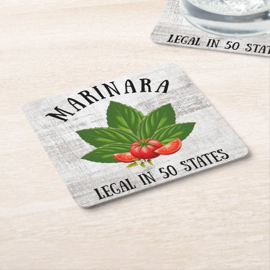 50州バジルとトマトのマリナラ合法 スクエアペーパーコースター (アングル)