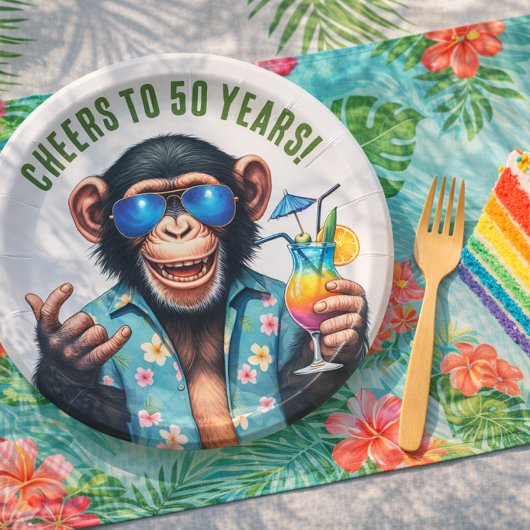50年おめでとう サマー・モンキー 50歳の誕生日 ペーパープレート