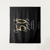 50年おめでとう モダン ブラック&ゴールド タペストリー (正面)