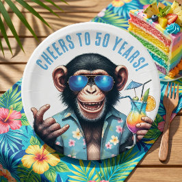 50年おめでとう 夏モンキー 50歳の誕生日 ペーパープレート