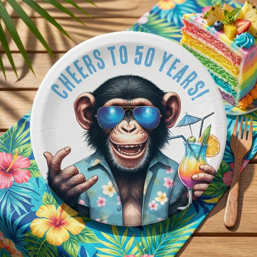 50年おめでとう 夏モンキー 50歳の誕生日 ペーパープレート