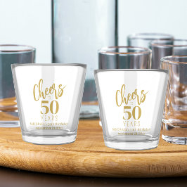 50年おめでとう 年齢の節目 誕生日 金色 ショットグラス