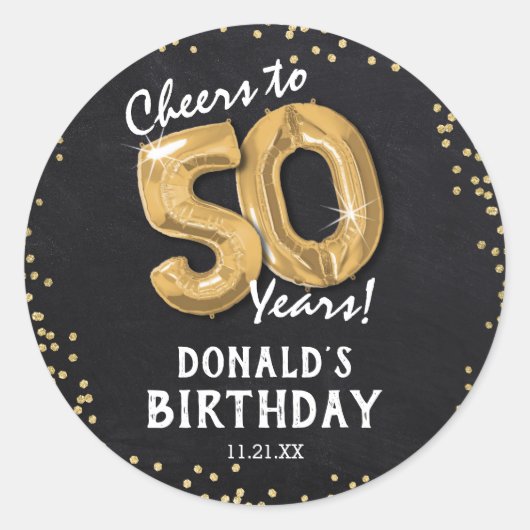 50年おめでとう! 50歳の誕生日 ラウンドシール (正面)
