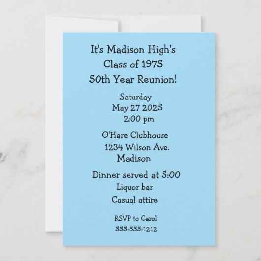 50年おもしろい懇親会招待状 招待状 (裏面)