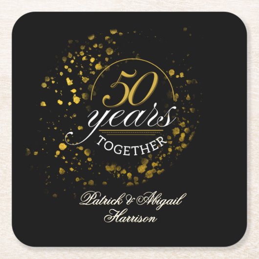 50年が一緒に黄金の結婚記念日パーティー スクエアペーパーコースター (正面)