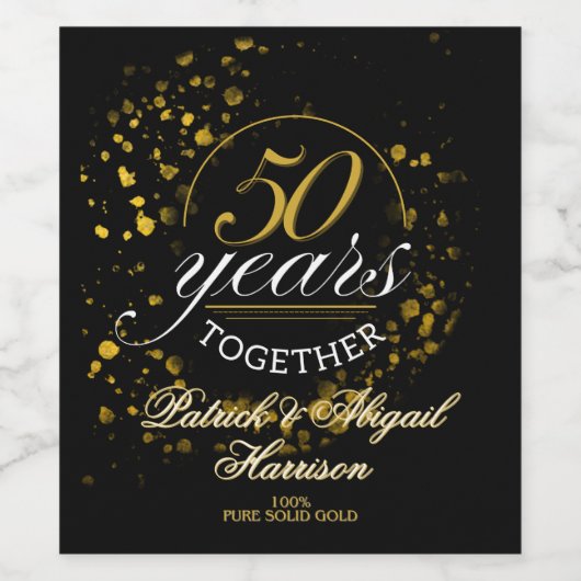 50年が一緒に黄金の結婚記念日パーティー ワインラベル (シングルラベル)