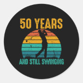 50年とスイングしおもしろいながら50番目の誕生日 ラウンドシール (正面)