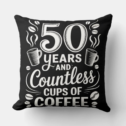 50年と無数のコーヒーカップ クッション (正面)