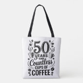 50年と無数のコーヒーカップ トートバッグ (裏面)