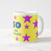 50年と素晴らしいイエロースターズ誕生日 ジャンボコーヒーマグカップ (正面右)