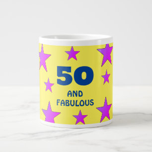 50年と素晴らしいイエロースターズ誕生日 ジャンボコーヒーマグカップ