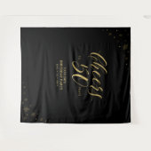 50年のお祝い | ゴールド&ブラックの誕生日パーティー タペストリー (正面(横))