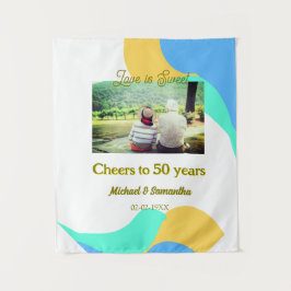 50年のアニバーサリーおめでとう　愛は甘い レトロ タペストリー