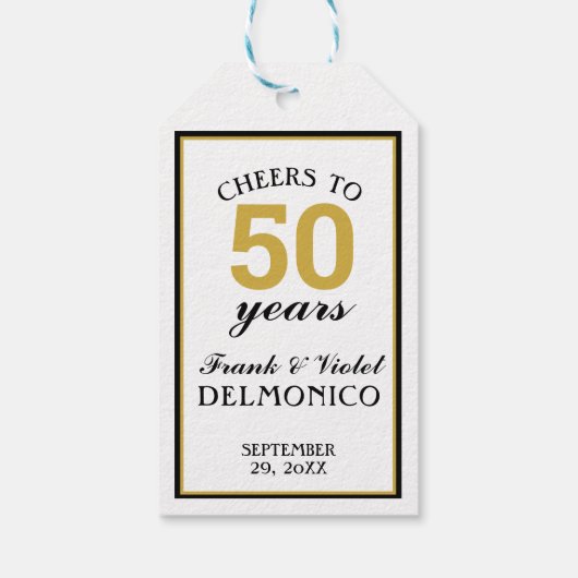 50年のゴールデンアニバーサリー結婚への応援 ギフトタグ (裏面)