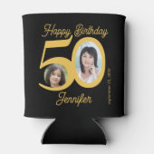 50年のハッピーバースデー金ゴールド黒2枚の写真名 缶クーラー (裏面)
