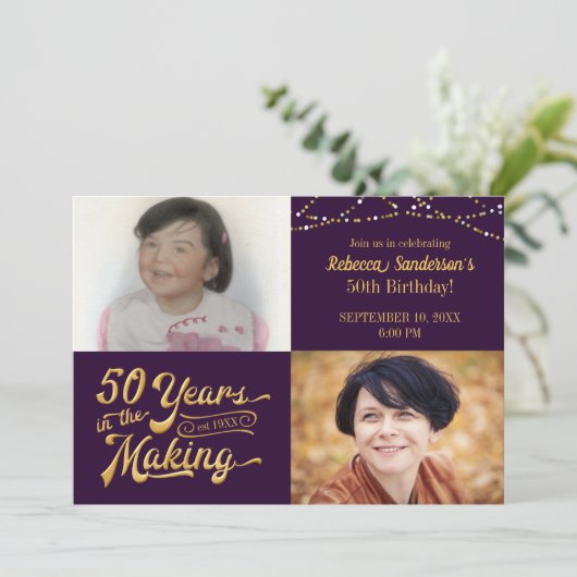 50年のメイキング誕生日で今すぐ写真 招待状 (スタンド正面)
