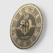 50年のヴィンテージ・金ゴールド・ル結婚ックの記念日 ラージ壁時計 (傾斜)