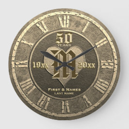 50年のヴィンテージ・金ゴールド・ル結婚ックの記念日 ラージ壁時計