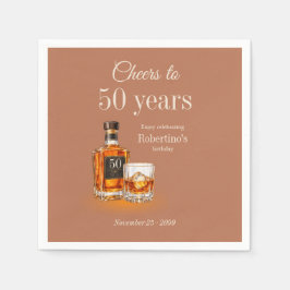 50年の人生に乾杯 メンズ ウイスキーテーマの誕生日 スタンダードカクテルナプキン