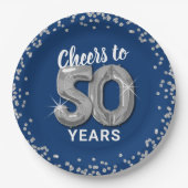 50年の人生に乾杯 モダンな50歳の誕生日 ペーパープレート (正面)