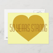 50年の強力な無地の金ゴールドハート ポストカード (正面/裏面)