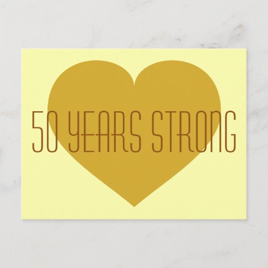 50年の強力な無地の金ゴールドハート ポストカード (正面)