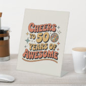 50年の応援-レトロマイルストーンパーティーポスター 台座サイン (インサイチュ)