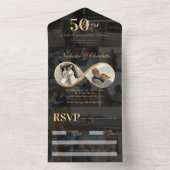 50年の愛インフィニティ写真コラージュ記念日 オールインワン招待状 (内側)