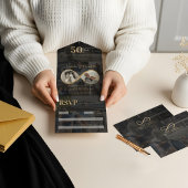 50年の愛インフィニティ写真コラージュ記念日 オールインワン招待状