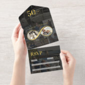 50年の愛インフィニティ写真コラージュ記念日 オールインワン招待状 (切り取り部)