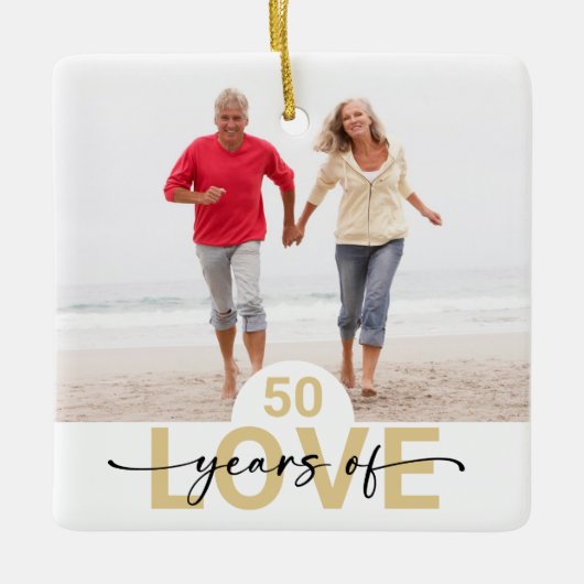 50年の愛結婚記念写真 セラミックオーナメント (正面)