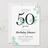 50年の成長 | 50番目の誕生日 |植物学 招待状 (正面)