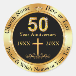 50年の教会の記念日、封筒または好意 ラウンドシール