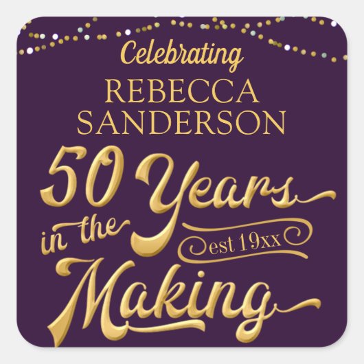 50年の歳月を経て完成したお祝い | 50歳の誕生日 スクエアシール (正面)