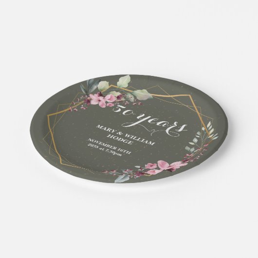 「50年の永遠の記憶:思い出すべき記念日」 ペーパープレート (アングル)