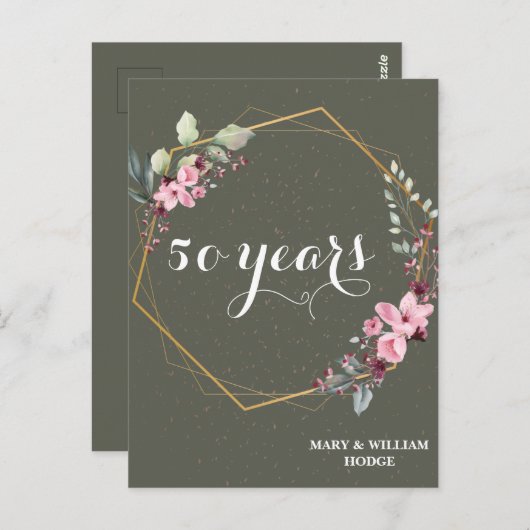 「50年の永遠の記憶:思い出すべき記念日」 ポストカード (正面/裏面)