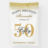 50年の祝福 お誕生日おめでとう 記念のお祝い 横断幕 (縦)