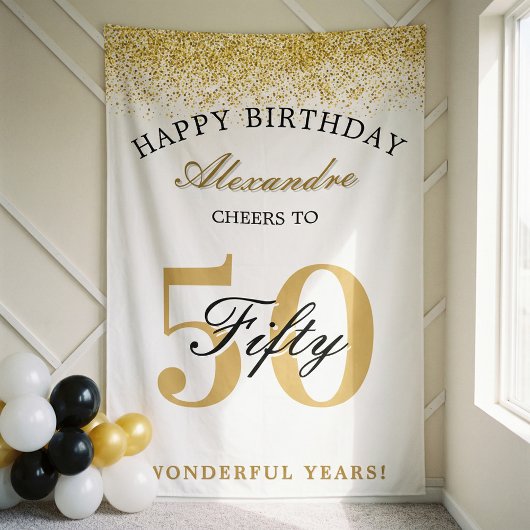 50年の祝福 お誕生日おめでとう 記念のお祝い 横断幕