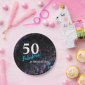 50年の素晴らしいピンク、スリバー、ティール(緑がかった色)グリッター ペーパープレート (パーティー)