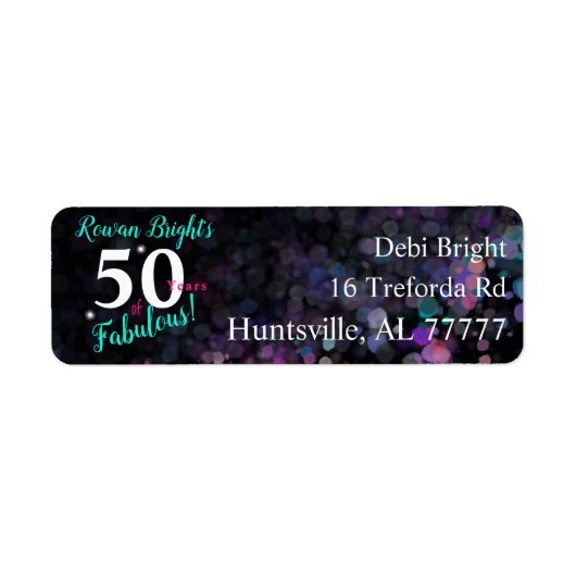 50年の素晴らしいブラックエレガントグリッター ラベル (正面)