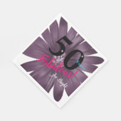 50年の素晴らしい紫エレガントのデイジーとグリッター スタンダードランチョンナプキン (角)